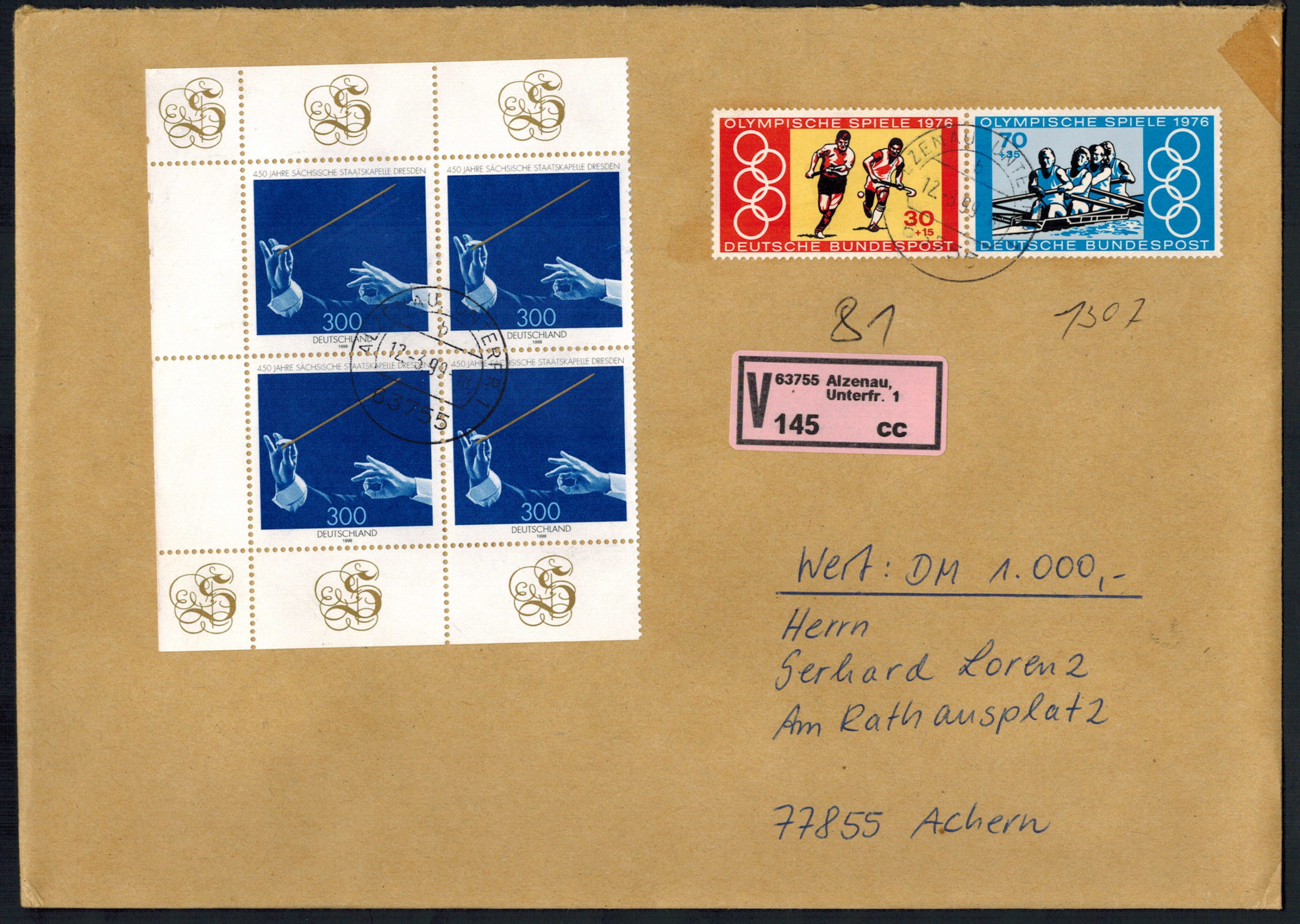 Bund 2025 4er ERBlock l.o. als MiF auf portogerechtem Wertbrief !! briefmarkenbrdberlin.de